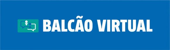 Banner azul com a palavra Balcão Virtual escrita no centro